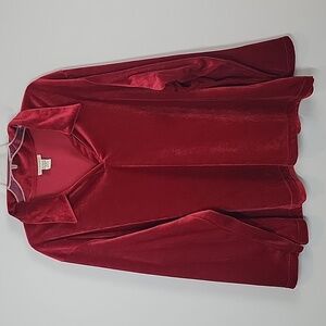 Red Velvet Velour Collared Long Sleeve shirt The Avenue 26/28